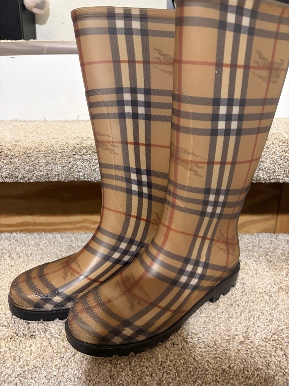 Burberry Beige Nova Check Rain Boots